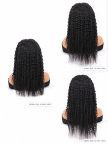 13x4 深波浪式人髮蕾絲正面假髮，16-20英寸長，透明正面，髮密度180%，漂白結，適用於女士，自然黑色，預擺髮際 - Natural Black - 查看 4