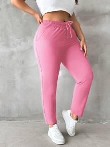 RueChic Plus Slant Pocket Sweatpants - Baby Pink - View 4
