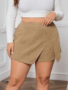 SHEIN Essnce Plus Size Split Skorts - Green - View 6