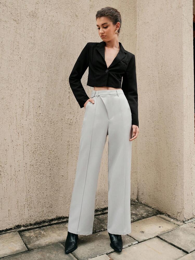 Buckled Loose Suit Trousers