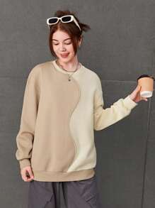 SHEIN Thiếu niên cô gái Hai âm Thả vai Áo nỉ - Nhiều màu - Xem 1