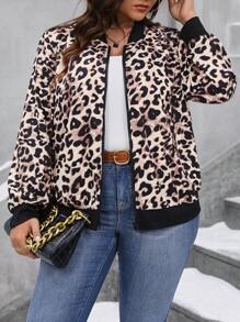 Calvaya 女士們隨機圖案豹紋拉鍊夾克 - 彩色 - 查看 1