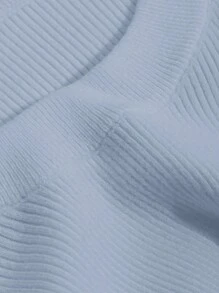 DAZY Solid Color Slim Fit Casual Knitted Sweater, Autumn,Long Sleeve Tops,Fall Women Clothes - Baby Blue - View 3