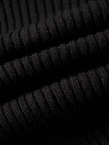 SHEIN ICON Fuzzy Trim Knot Front Cardigan,Long Sleeve Tops - Black - View 3