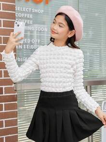 SHEIN 青少女休閒T恤，小立領設計 - 白色 - 查看 5