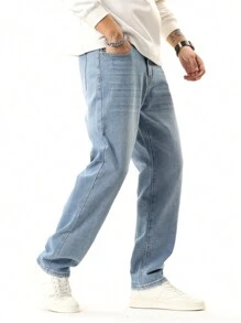 Manfinity Hypemode Nam Quần legging thẳng Bông Mèo Whisker - Rửa nhẹ - Xem 6