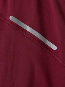 RueChic Nam Khối màu Túi kangaroo Áo Zip Up Hoodie Với Viền tương phản - Màu Đỏ Sâu - Xem 6