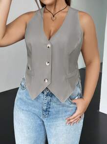 SHEIN EZwear 大碼西裝 - 灰色 - 查看 1