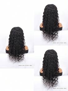 13x4寬鬆深捲人髮蕾絲前沿假髮22-26英寸長，透明前沿，180%密度，頭髮預漂白結，自然黑色已拔頭髮線