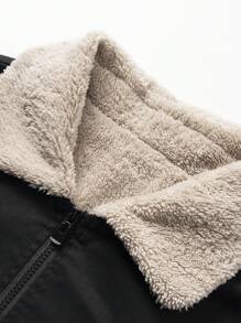 Manfinity Homme Áo khoác nam lót nhiệt màu đen có khóa kéo - màu đen - Xem 5