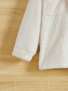 SHEIN Cô gái Lỏng lẻo Màu thuần Tính hai mặt Lông cừu Áo sơ mi Áo khoác , 1 Miếng - Màu be - Xem 5