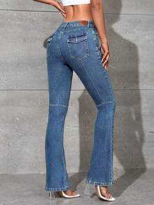 Sexy Tight-fitting Flared Jeans - Medium Wash - View 2