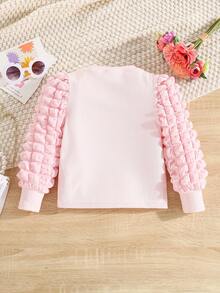 SHEIN 少女泡泡袖條紋t恤