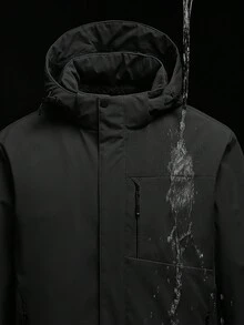 New Style Men's Thickened Padded Coat For Autumn/Winter With Fleece And Outdoors Component - Black - View 5