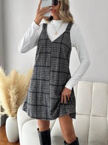 SHEIN LUNE Plaid Print Dress Without T-shirt - Multicolor - View 1