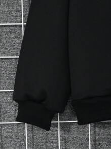SHEIN Áo nỉ cho bé trai tuổi teen với họa tiết chữ in - màu đen - Xem 5