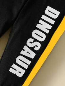 Baby Boy Dinosaur Print Colorblock Sweatshirt & Sweatpants - Yellow - View 6