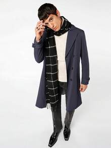 GENTILAND 男式纯色双排扣系带风衣