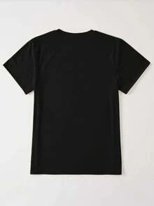 Flirla Plus Chain & Slogan Graphic Tee - Black - View 2