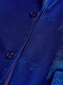 Manfinity VCAY Áo khoác nam cổ ve đơn cài khuy, cho mùa thu đông - Xanh đậm - Xem 5