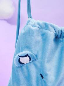 ROMWE X Care Bears Blue Backpack With Bear Ears And Drawstring Closure,School Bag,Portable,Laptop Compartment,Large Capacity,Foldable,Lightweight,For Teen Girls Women College Students,College,Middle School,High School,Outdoors,Travel,Outings,Elementary School,Office - Blue - View 9