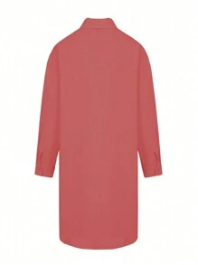 Vestido De Color Sólido De Talla Grande - Rosa vieja - Ver 2