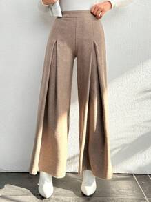 EURMUSE High Waist Wide Leg Pants - Beige - View 5