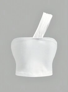 SHEIN Unity Top crop de un hombro girante delantero - Blanco - Ver 2