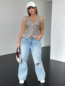 SHEIN EZwear 大碼西裝 - 灰色 - 查看 6