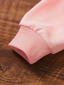 SHEIN Sudadera Con Letras Y Estampado De Leopardo Para Niñas Jóvenes - Rosa - Ver 3