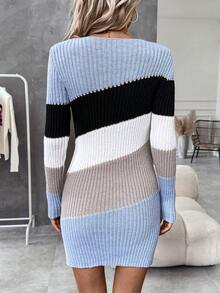 SHEIN Clasi Women's Contrast Sweater Dress - Multicolor - View 2