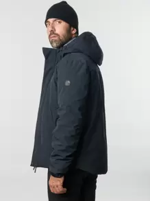 Men's Fashionable Hooded Jacket, Wind-Proof, Warming - Navy Blue - View 2