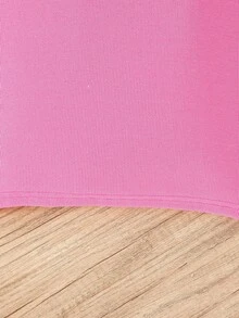 SHEIN Tween 女童粉色字母印花连帽衫和针织吊带裙 2 件套服装 - 玫紅色 - 查看 8