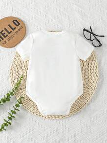 嬰兒男童口號圖形連體衣 - 白色 - 查看 2