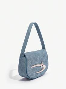 SHEIN ICON 女士手提包，时尚，简约，个性化，百搭，甜美酷女孩，辣妹，Y2K，街头风 - 藍色 - 查看 3