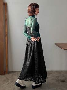 FRIFUL Women's Mesh Spaghetti Strap Dress - Black - View 2