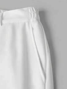 Manfinity Homme Men's Straight Shorts Crochet Board Nylon Cool Yee Haw Plain All White Vacation Sexy Husband - White - View 4