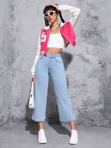 SHEIN PETITE 女式帶口袋牛仔褲