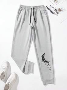 SHEIN Unity 女性2入組月亮印花休閒運動衫和長褲套裝 - 彩色 - 查看 9