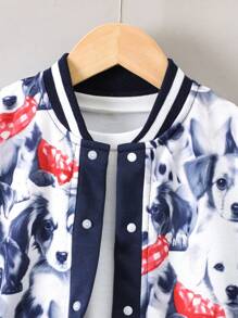 SHEIN Jungen Bomberjacke Mit Comic-grafik & Sweatpants Ohne T-shirt