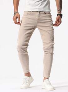 Manfinity Homme 男士修身牛仔褲 - 杏色 - 查看 5