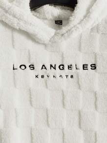 Manfinity BRENVOR Men Letter Embroidery Drawstring Flannel Hoodie, For Fall Winter