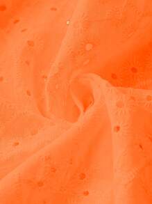 SHEIN LUNE Plus Size Hollow Out Embroidered Keyhole Back Tank Top - Orange - View 4