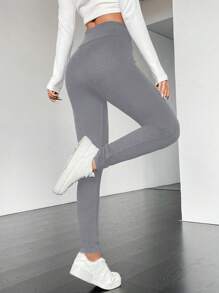 SHEIN Essnce 灰色高腰緊身褲 - 深灰色 - 查看 2