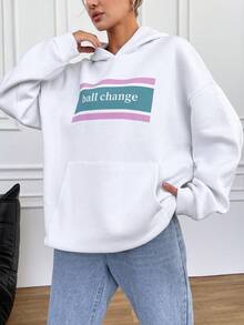 EURMUSE Letter Printed Hoodie - White - View 4