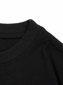 男星鏈圖案數位印花 T 卹 - 黑色 - 查看 4