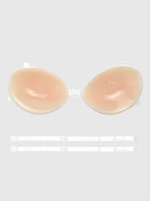 Solid Color Push-up Silicone Stick-on Bra With Removable Straps - Apricot - View 6
