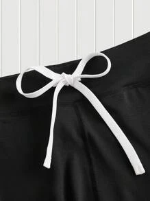 SHEIN EZwear 2 piezas Leggings unicolor de cintura con cordón