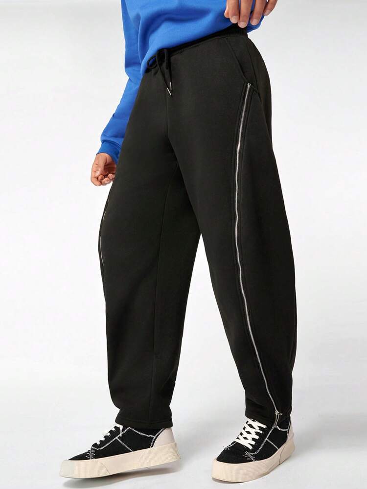 Men Contrast Piping Drawstring Waist Sweatpants