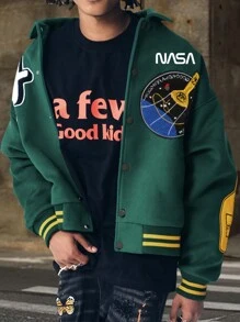 Manfinity EMRG Letter Printed Baseball Jacket